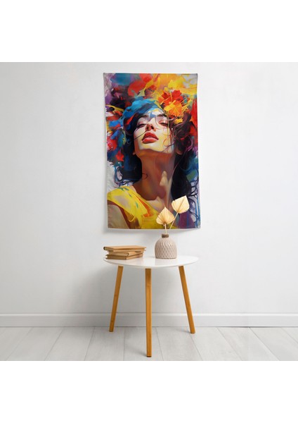 Basquiat Stili Etkileyici Fırça Duvar Örtüsü - %100 Pamuk Sırt, Polyester Ön - Canlı Renkler, modelleri