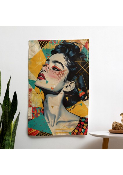 Pop Art Kadın Duvar Örtüsü - Yatak Odası, Oturma Odası Veya Yurt Dekoru Için Canlı Polyester