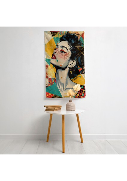 Pop Art Kadın Duvar Örtüsü - Yatak Odası, Oturma Odası Veya Yurt Dekoru Için Canlı Polyester