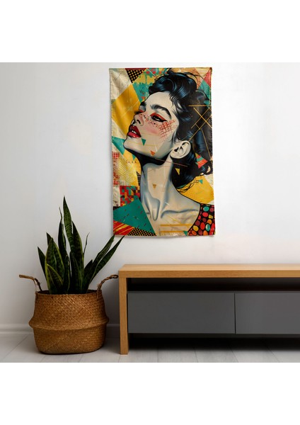 Pop Art Kadın Duvar Örtüsü - Yatak Odası, Oturma Odası Veya Yurt Dekoru Için Canlı Polyester