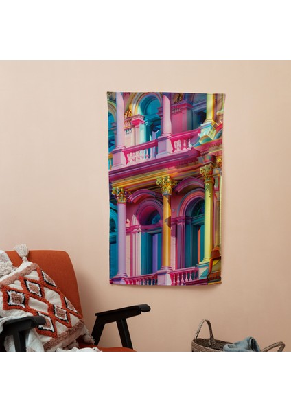 Barok Pop Art Ranforce Kumaş Duvar Örtüsü - Canlı Renkler Süblimasyon Baskı - %100 Pamuk Arka