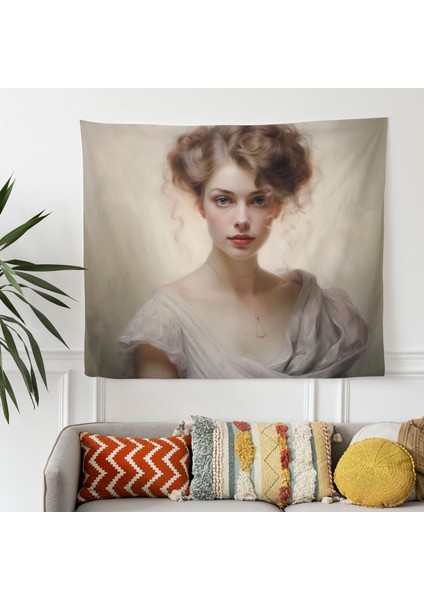 Zarif Pastel Portreler Duvar Örtüsü - %100 Pamuk Sırt, Polyester Ön, Canlı Renkler - Ranforce
