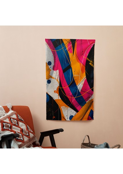 Popart Tarzı Duvar Örtüsü - %100 Polyester Ön ve %100 Pamuk Sırt Üzerine Canlı Süblimasyon