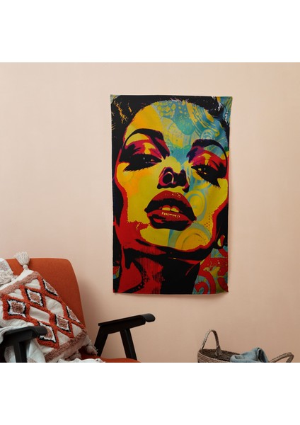Popart Tarzı Duvar Örtüsü - Canlı %100 Pamuk ve Polyester Kumaş Yatak Odası, Oturma Odası