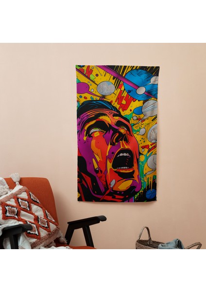 Popart Tarzı Duvar Örtüsü - Canlı Renkler, Süblimasyon Baskı