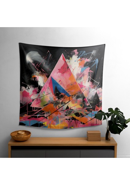 Soyut Ekspresyonist Resim Duvar Örtü - Modern Dekor Için Canlı Ranforce Kumaş Sanat Örtü