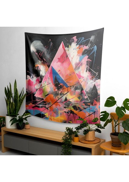 Soyut Ekspresyonist Resim Duvar Örtü - Modern Dekor Için Canlı Ranforce Kumaş Sanat Örtü