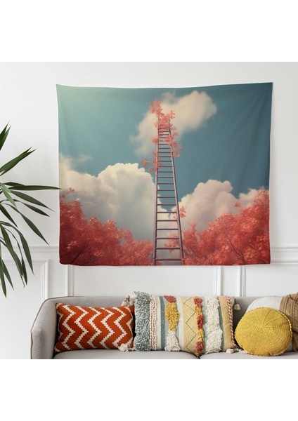 Sonbahar Yaprakları Sürrealist Dijital Sanat Duvar Örtüsü - %100 Pamuk Arka ve %100 Polyester