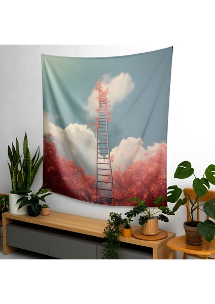 Sonbahar Yaprakları Sürrealist Dijital Sanat Duvar Örtüsü - %100 Pamuk Arka ve %100 Polyester