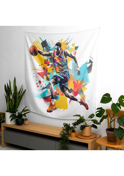 Cesur Basketbol Oyuncusu Duvar Örtüsü - Yatak Odası, Oturma Odası Veya Yurt Için Canlı Kumaş modelleri