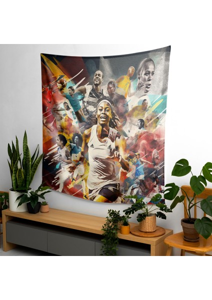 Sportif Ruh Süblimasyon Baskı Duvar Örtüsü - Yatak Odası, Oturma Odası Veya Yurt Dekoru Için fiyatları