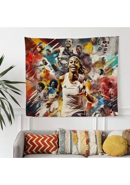 Sportif Ruh Süblimasyon Baskı Duvar Örtüsü - Yatak Odası, Oturma Odası Veya Yurt Dekoru Için modelleri