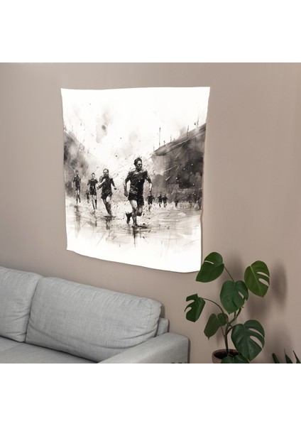 Yağmurlu Gün Futbol Eskiz Kumaş Duvar Sanatı Örtü - Canlı Renkler, Hafif %100 Pamuk Sırt, modelleri