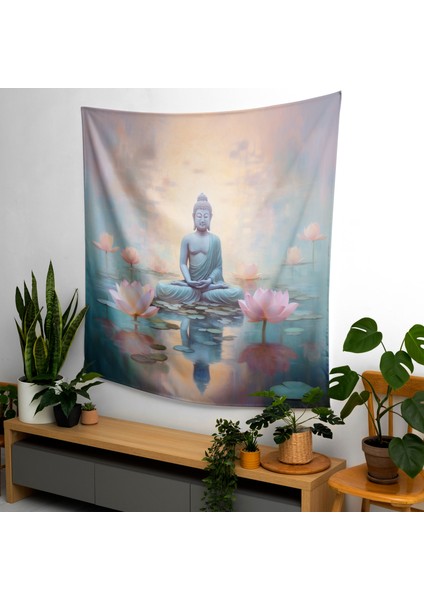 Zen Sakinleştirici Buda Duvar Örtüsü - %100 Pamuk Sırtlı, Canlı Renkler - Yatak Odası, Oturma