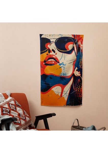 Popart Tarzı Duvar Örtüsü %100 Pamuk ve Polyester Kumaş Dekoratif Örtü