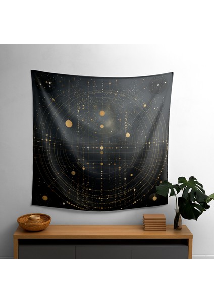 Göksel Geometri Duvar Örtüsü - %100 Pamuk Sırt, Polyester Ön - Canlı Renkler ve Süblimasyon
