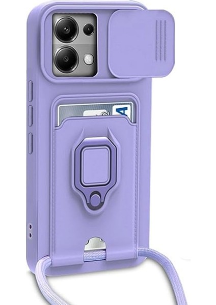 Xiaomi Poco X6 Uyumlu Kılıf Zuma Kamera Sürgülü Kartvizitli Ipli Silikon Kılıf