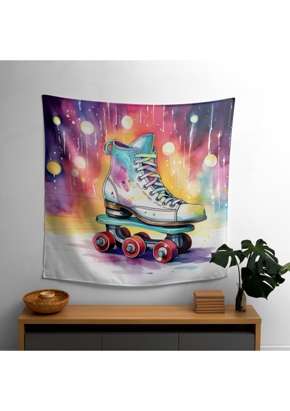 Retro Rulo Disko Duvar Örtüsü - Canlı Renkler ve Süblimasyon Baskı ile Şık Kumaş Duvar Sanatı