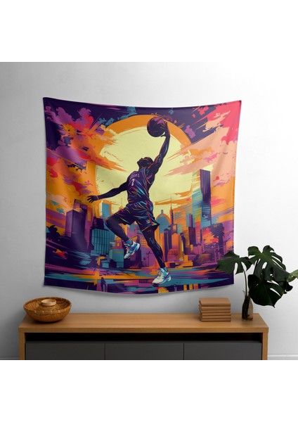 Urban Slam Pop Art Duvar Örtüsü - Canlı Renkler, %100 Pamuk Sırt - Ranforce Kumaş, Süblimasyon