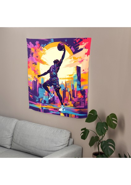 Urban Slam Pop Art Duvar Örtüsü - Canlı Renkler, %100 Pamuk Sırt - Ranforce Kumaş, Süblimasyon