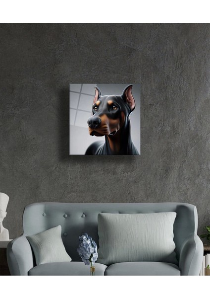 Asil Bakış Doberman Portresi Cam Tablo Hediyelik Büyük Tablo Ev Ofis Dekoru fiyatları