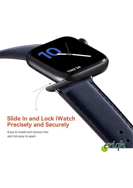 Apple Watch 38-40-41-(42MM10.NESIL) Uyumlu Deri Kordon-Hasır Metal 2'li Set