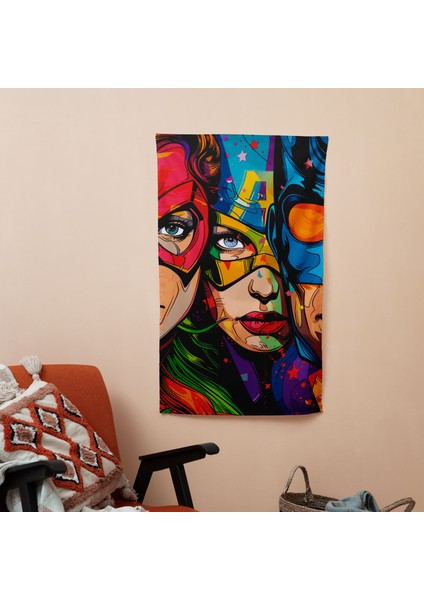 Popart Tarzı Duvar Örtüsü | Ranforce Kumaş | Sertifikalı | Canlı Renkler | Hafif Kumaş Duvar