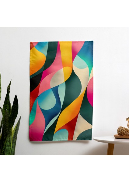 Popart Tarzı Duvar Örtüsü - %100 Pamuk Sırt, %100 Polyester Ön, Canlı Renkler, Hafif - Yatak