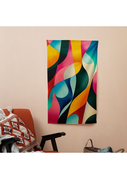 Popart Tarzı Duvar Örtüsü - %100 Pamuk Sırt, %100 Polyester Ön, Canlı Renkler, Hafif - Yatak
