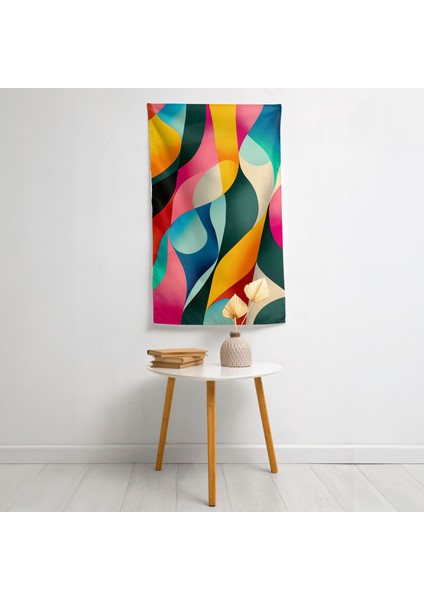 Popart Tarzı Duvar Örtüsü - %100 Pamuk Sırt, %100 Polyester Ön, Canlı Renkler, Hafif - Yatak