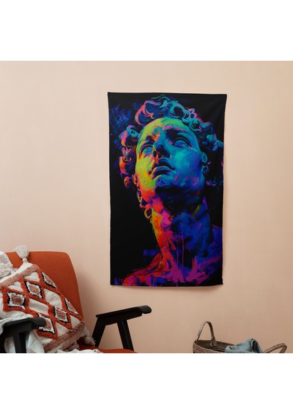 Neon Rönesans Duvar Örtüsü - %100 Pamuk Sırt, Polyester Ön - Canlı Renkler, Hafif Modern