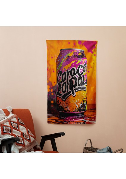 Popart Tarzı Duvar Örtüsü - Ranforce Kumaş Üzerine Canlı Süblimasyon Baskı - %100 Pamuk Arka,