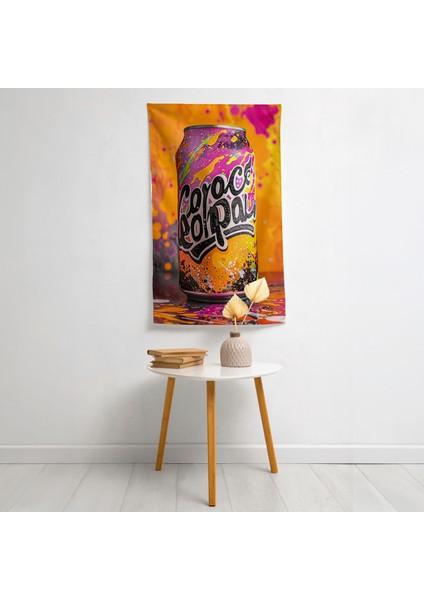 Popart Tarzı Duvar Örtüsü - Ranforce Kumaş Üzerine Canlı Süblimasyon Baskı - %100 Pamuk Arka,