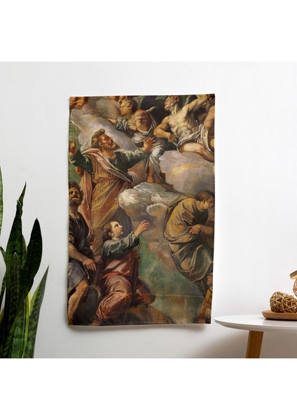 Ranforce Kumaş Duvar Örtüsü - Raffaello Sanzio'dan Modern Sanat, Canlı Altın Tonları - Hafif