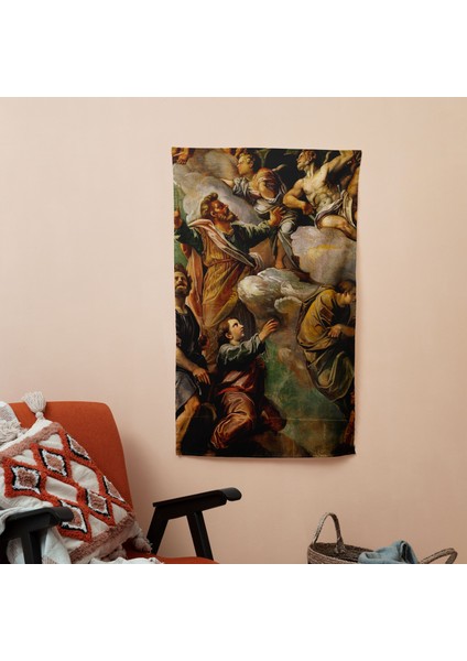 Ranforce Kumaş Duvar Örtüsü - Raffaello Sanzio'dan Modern Sanat, Canlı Altın Tonları - Hafif