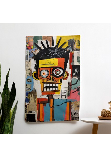 Basquiat Başyapıtları Baskılı Duvar Örtüsü - %100 Pamuk Sırt, Canlı Renkler - Yatak Odası,