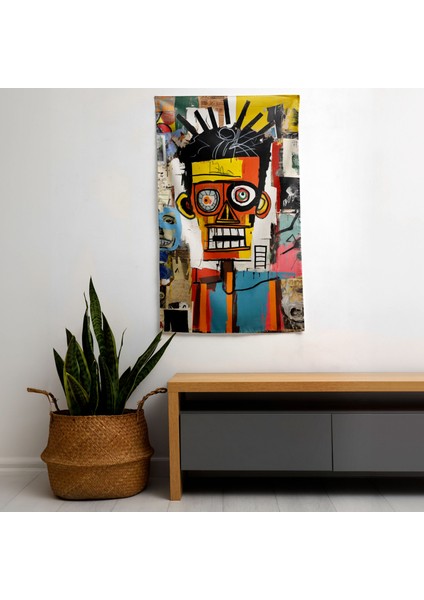 Basquiat Başyapıtları Baskılı Duvar Örtüsü - %100 Pamuk Sırt, Canlı Renkler - Yatak Odası,
