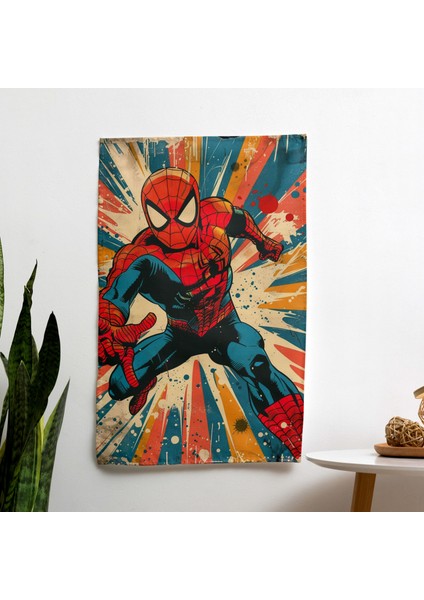 Retro Çizgi Roman Tasarımı Popart Tarzı Duvar Örtüsü - Canlı Renkler Kumaş, Yatak Odası ve