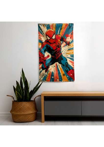 Retro Çizgi Roman Tasarımı Popart Tarzı Duvar Örtüsü - Canlı Renkler Kumaş, Yatak Odası ve