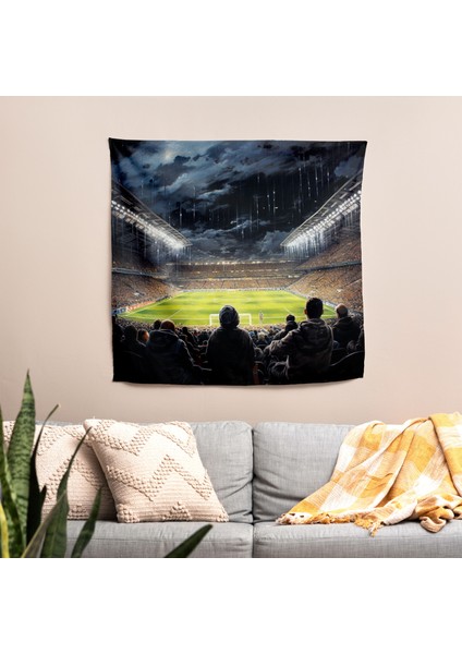 Yoğun Futbol Maçı Kumaş Duvar Sanatı Örtü - %100 Pamuk Sırt, Polyester Ön, Canlı Renkler