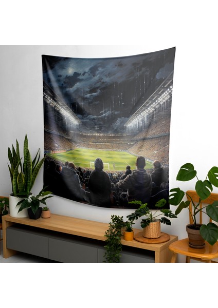 Yoğun Futbol Maçı Kumaş Duvar Sanatı Örtü - %100 Pamuk Sırt, Polyester Ön, Canlı Renkler