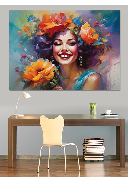 Çiçekli Kadın Dekoratif Kanvas - Mdf Ahşap Tablo modelleri