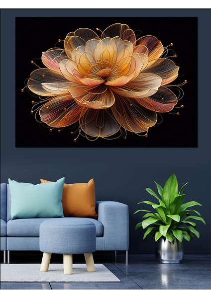 Lotus Çiçeği Dekoratif Kanvas - Mdf Ahşap Tablo