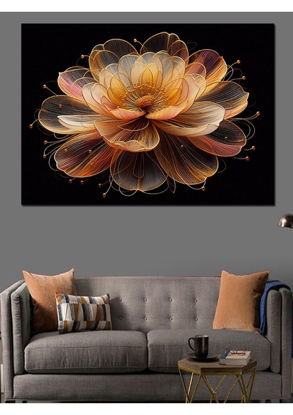 Lotus Çiçeği Dekoratif Kanvas - Mdf Ahşap Tablo