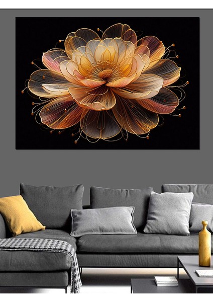 Lotus Çiçeği Dekoratif Kanvas - Mdf Ahşap Tablo
