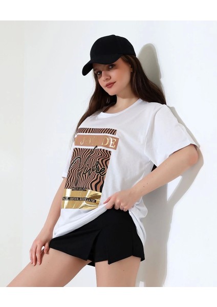 Varak Çizgili Oversize Tişört