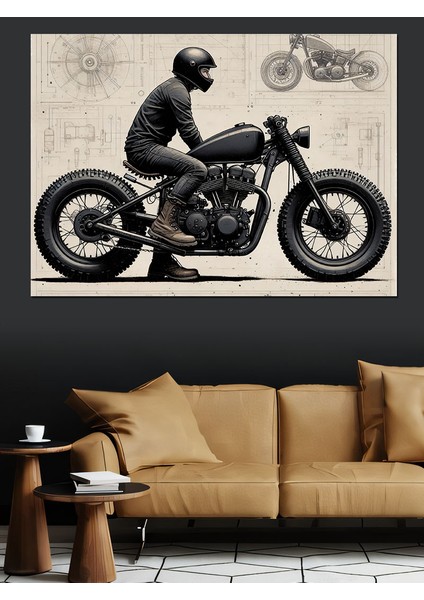 Retro Motosiklet Dekoratif Kanvas - Mdf Ahşap Tablo fiyatları
