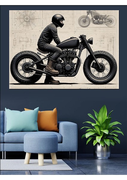 Retro Motosiklet Dekoratif Kanvas - Mdf Ahşap Tablo modelleri