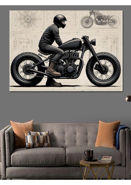 Retro Motosiklet Dekoratif Kanvas - Mdf Ahşap Tablo fırsatları