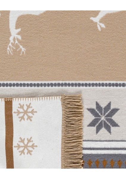 Cascade Pamuklu Saçaklı Dokuma Kilim - Beyaz/bej/antrasit - 60X100 cm fiyatları